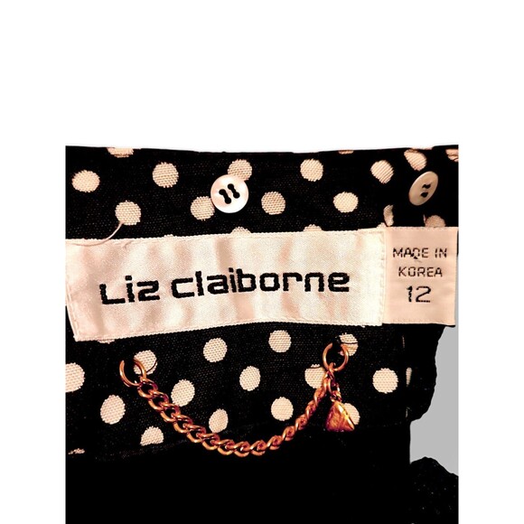 Liz Claiborne 2 Piece Skirt Set Polka Dot Women's 12 Rayon Black - Picture 5 of 9